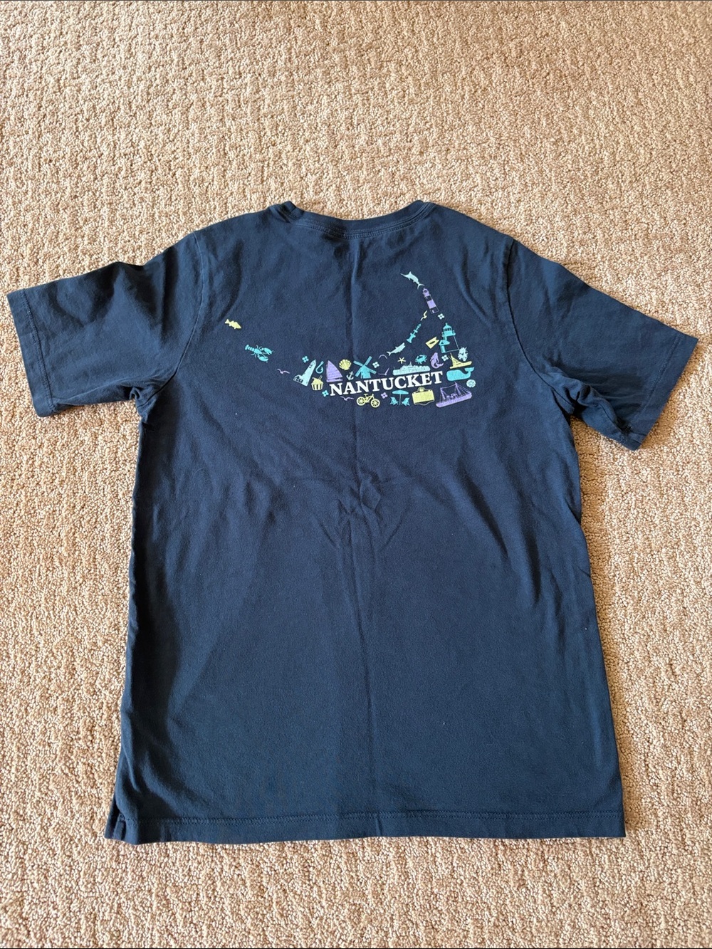 EUC boys vineyard vines Nantucket Graphic Kids Tee - Navy, size M